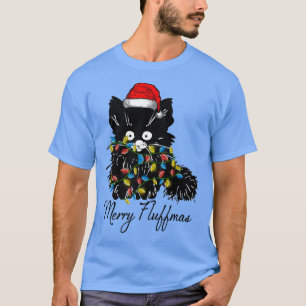 Christmas santa cat fairy lights xmas winter appar T-Shirt