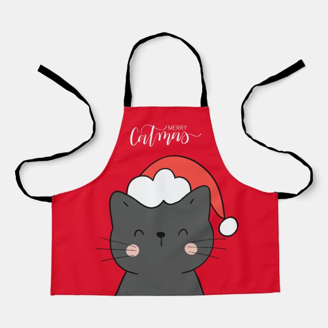  Christmas Santa Cat Merry Catmas  Apron (Front)