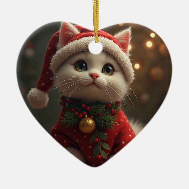 Christmas Santa cat ornament (Front)