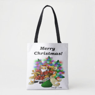 Christmas Santa Cat Tote Bag