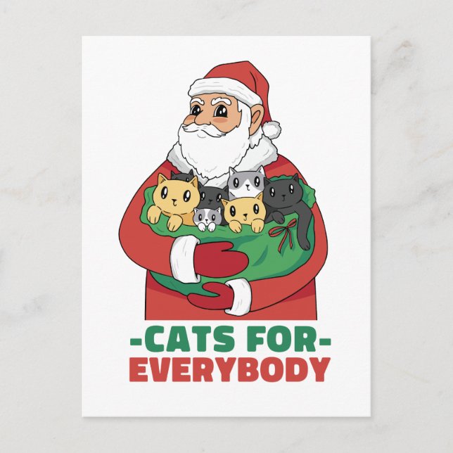 Christmas Santa Cats For Everyone Postcard (Front)