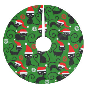 christmas santa cats xmas tree skirt