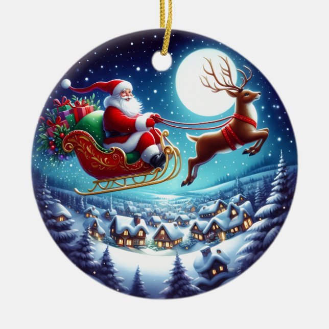 Christmas Santa Ceramic Tree Decoration (Front)