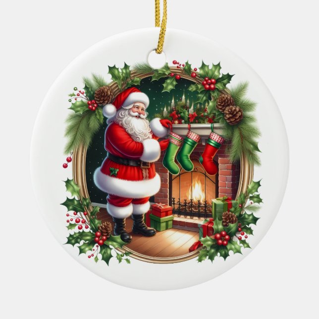 Christmas Santa Ceramic Tree Decoration (Front)
