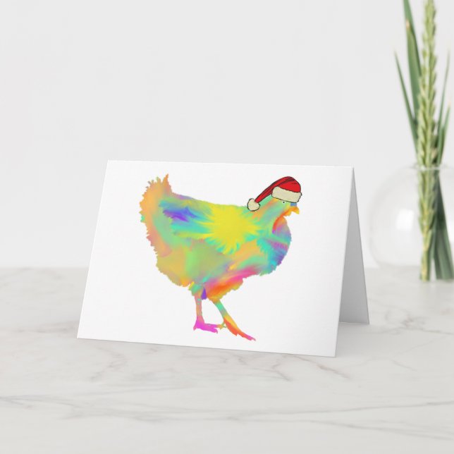 Christmas Santa Chicken Funny Festive Hen Humour Card (Front)