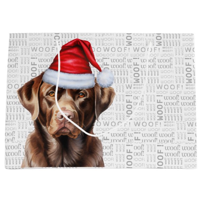 Christmas Santa Chocolate Labrador Dog Holiday Large Gift Bag (Front)