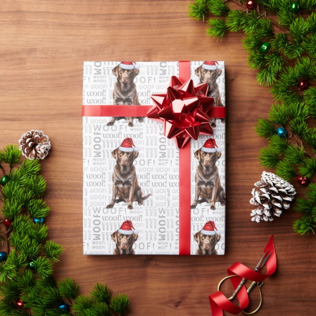 Christmas Santa Chocolate Labrador Holiday Dog Wrapping Paper (Holiday Gift)