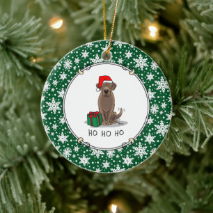 Christmas Santa Chocolate Labrador Retriever Cute Ceramic Tree Decoration