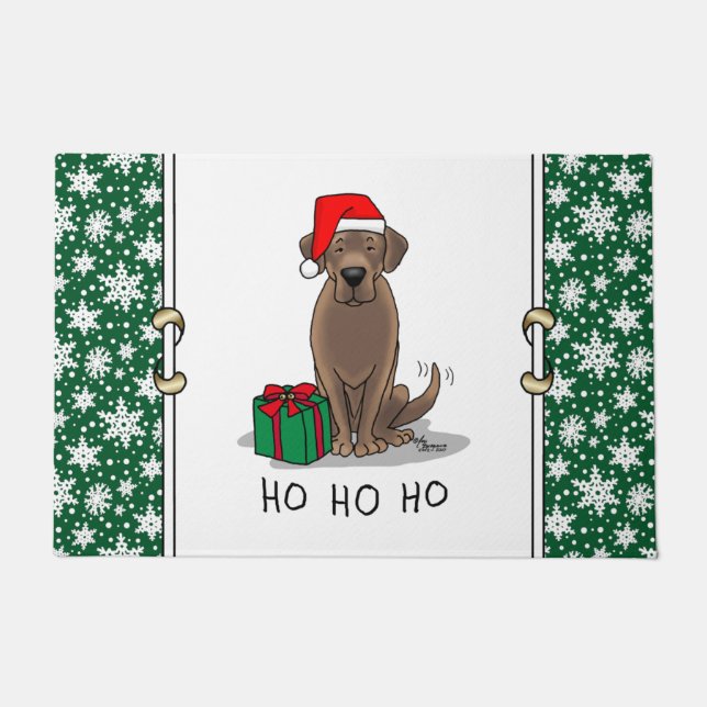Christmas Santa Chocolate Labrador Retriever Cute Doormat (Front)
