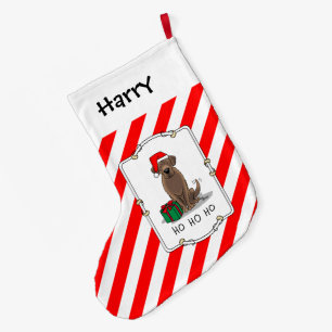 Christmas Santa Chocolate Labrador Retriever Cute Large Christmas Stocking
