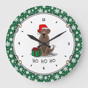 Christmas Santa Chocolate Labrador Retriever Cute Large Clock