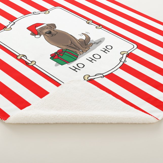Christmas Santa Chocolate Labrador Retriever Cute Sherpa Blanket (3/4)