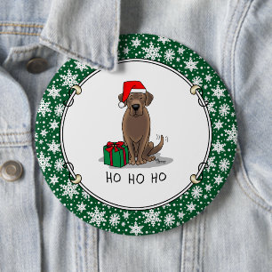 Christmas Santa Chocolate Labrador Retriever Funny 6 Cm Round Badge