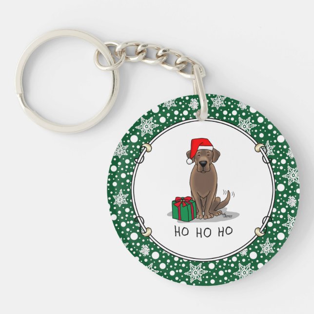 Christmas Santa Chocolate Labrador Retriever Funny Key Ring (Front)