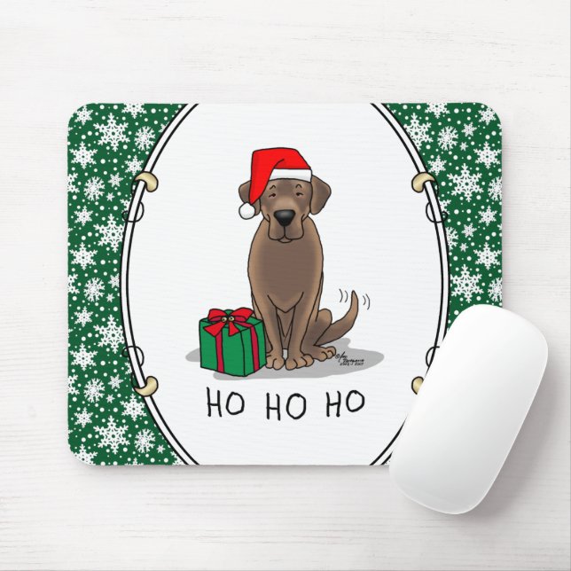 Christmas Santa Chocolate Labrador Retriever Funny Mouse Mat (With Mouse)