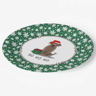 Christmas Santa Chocolate Labrador Retriever Funny Paper Plate