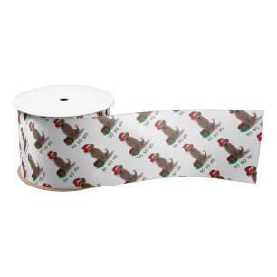 Christmas Santa Chocolate Labrador Retriever Funny Satin Ribbon