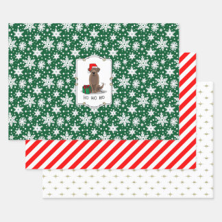 Christmas Santa Chocolate Labrador Retriever Funny Wrapping Paper Sheet