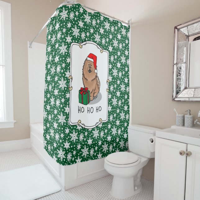 Christmas Santa Chow Chow Dog (cinnamon) Cute Shower Curtain (In Situ)
