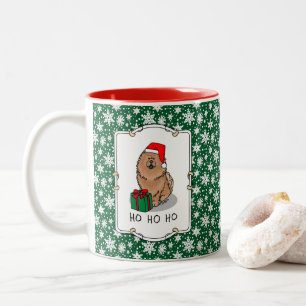 Christmas Santa Chow Chow Dog (cinnamon) Cute Two-Tone Coffee Mug