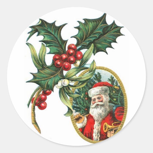 Christmas Santa Classic Round Sticker (Front)
