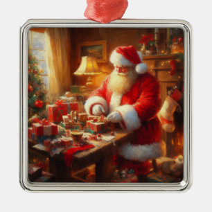 Christmas Santa Claus 4 Metal Tree Decoration