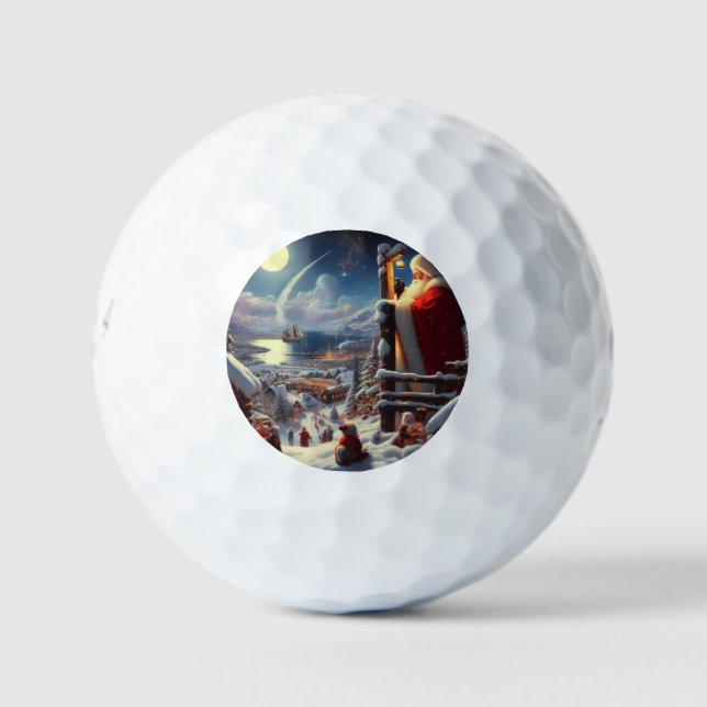 Christmas Santa Claus 5 Golf Balls (Front)