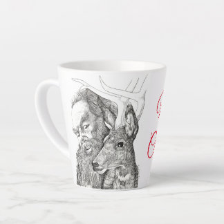 Christmas Santa Claus and Deer Latte Mug