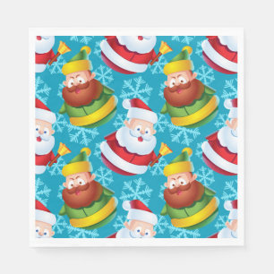 Christmas Santa Claus and Friend with Snowflake  Napkin