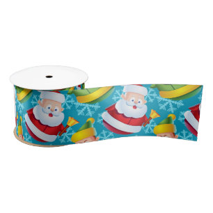 Christmas Santa Claus and Friend with Snowflake Satin Ribbon