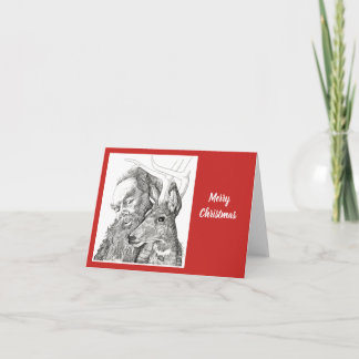 Christmas Santa Claus and Reindeer Card