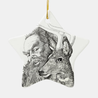 Christmas Santa Claus and Reindeer Ceramic Tree Decoration