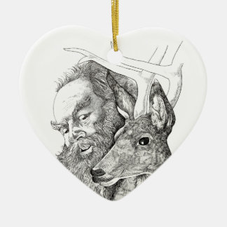 Christmas Santa Claus and Reindeer Ceramic Tree Decoration