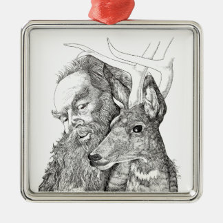 Christmas Santa Claus and Reindeer Metal Tree Decoration