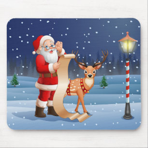 Christmas Santa Claus And Reindeer Mouse Mat