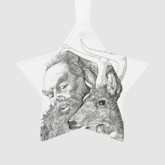 Christmas Santa Claus and Reindeer Ornament