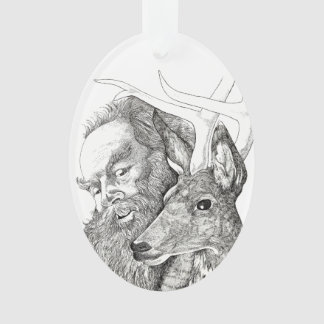 Christmas Santa Claus and Reindeer Ornament