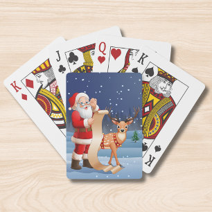 Christmas Santa Claus And Reindeer Playing Cards
