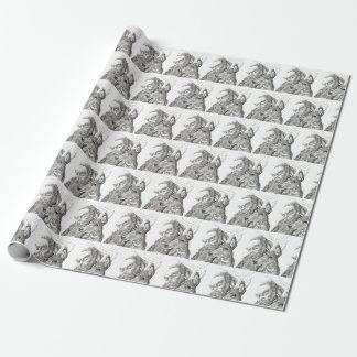 Christmas Santa Claus and Reindeer Wrapping Paper