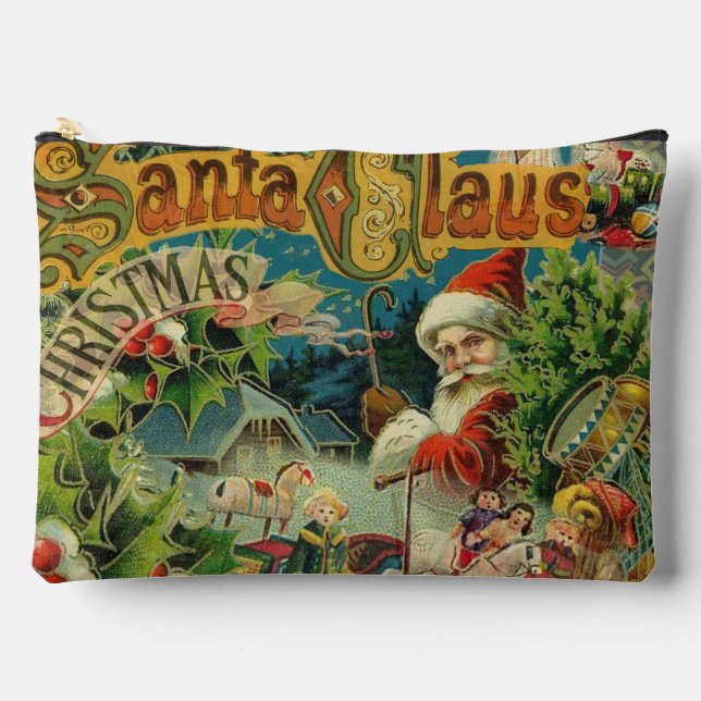 Christmas Santa Claus Antique Art Accessory Pouch (Front)