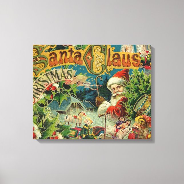 Christmas Santa Claus Antique Art Canvas Print (Front)