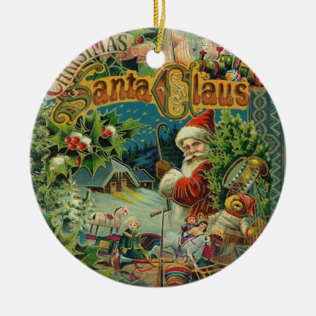 Christmas Santa Claus Antique Art Ceramic Tree Decoration (Front)