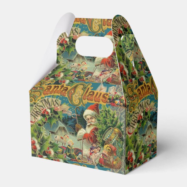 Christmas Santa Claus Antique Art Favour Box (Front Side)