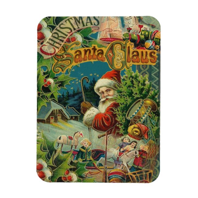 Christmas Santa Claus Antique Art Magnet (Vertical)