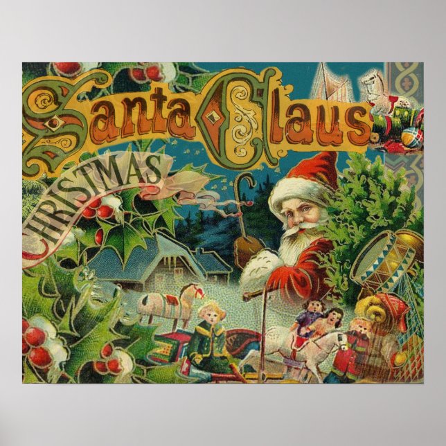 Christmas Santa Claus Antique Art Poster (Front)