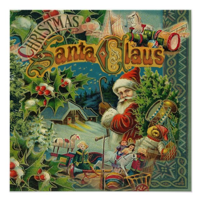 Christmas Santa Claus Antique Art Poster (Front)