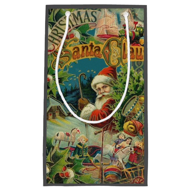 Christmas Santa Claus Antique Art Small Gift Bag (Front)