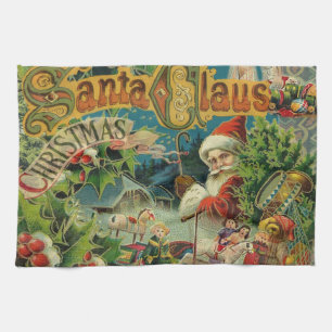 Christmas Santa Claus Antique Art Tea Towel