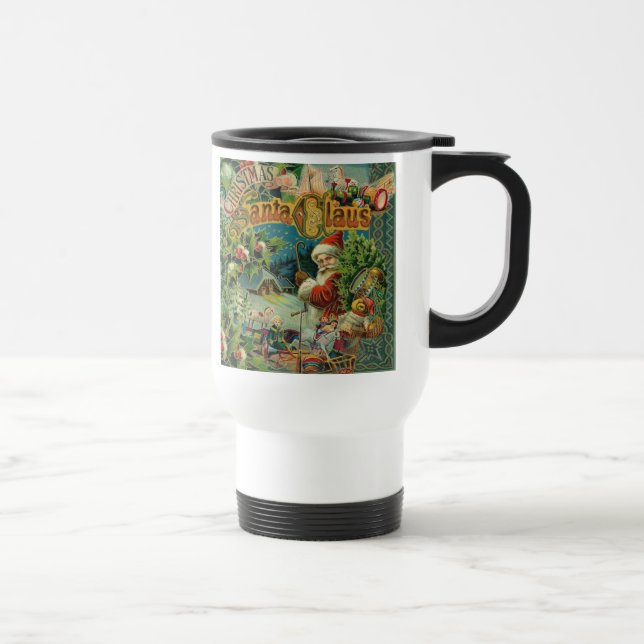 Christmas Santa Claus Antique Art Travel Mug (Right)