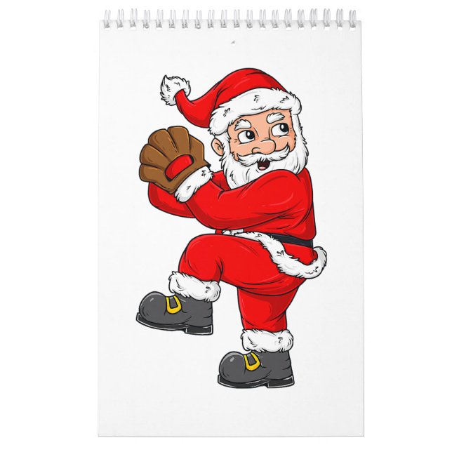 Christmas Santa Claus Baseball Catcher Boys Girls  Calendar (Cover)